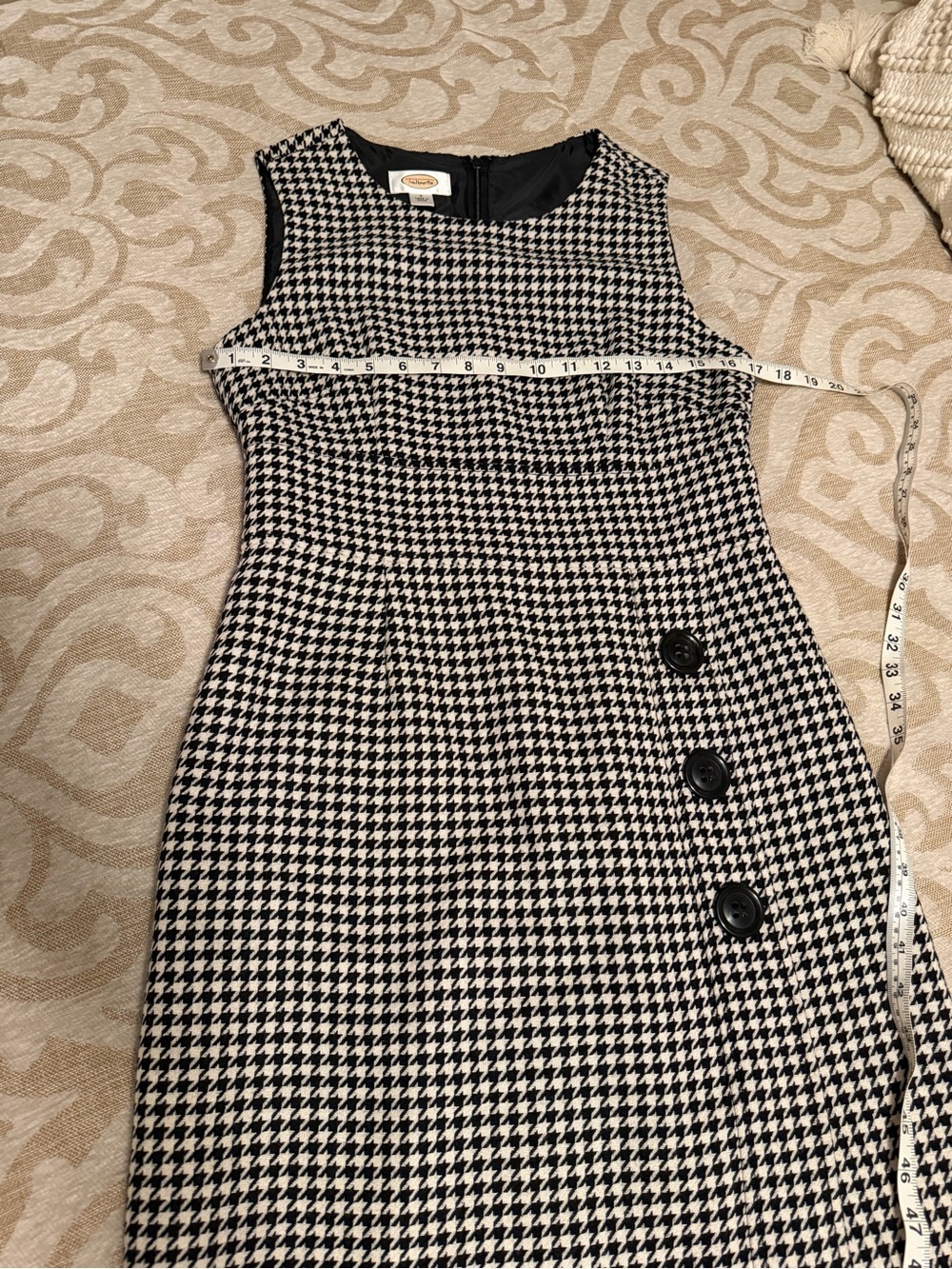 Talbots Black and White Houndstooth Midi Sheath Dress - Picture 9 of 15